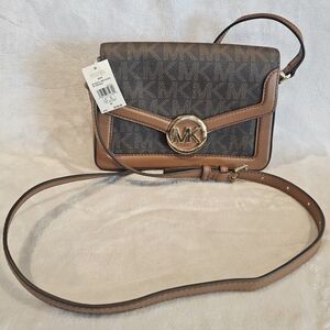 Michael Kors Tan and Brown Crossbody Bag